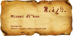 Mizsei Ákos névjegykártya